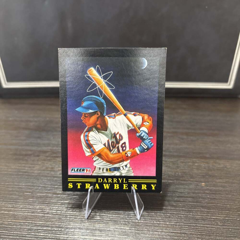 1991 Fleer Pro-Vision Darryl Strawberry #12 New York Mets Baseball Card